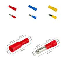 -150 piezas empaquetadas en caja, Terminal de prensado a tope, conector eléctrico aislado tipo bala, conector de hembra y macho, latón GL6M - 100 unidades - Ver 4
