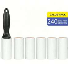 240 Sheets Super Sticky Lint Roller - Pet Hair Remover - Set Includes 1 Handle And 6 Refills, For Car Carpet, Car Seat, Car Interior, Furniture, Sofa And Clothes