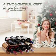 Wooden Wine Racks Countertop, 8 Bottle Wine Rack, Acacia Wine Bottle Holder Stand, Free Standing Wine Storage, Wine Shelf Organizer, Perfect For Home Décor And Wine Gifts, No Need Assembly - 8 瓶 - 查看 4