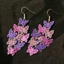 Un par de pendientes bohemios de borla con mariposa colorida de moda y sencillos, ideales para el Día de la Madre, vacaciones, cumpleaños, uso diario, joyería exquisita, pendientes para mujer