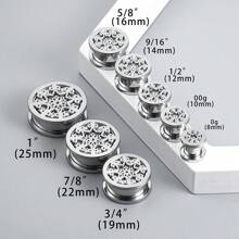 2 件装 316 不锈钢圆形镂空耳塞扩张器耳洞扩张器穿孔女士男士身体饰品 - 多色 - 查看 10