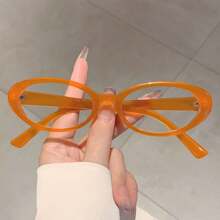 复古椭圆形时尚眼镜架，简约光学眼镜架，2025年新品 - 無色 - 查看 9