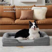 Cesta/sofá para perros, cama lavable para perros, antideslizante y ultrasuave, tamaño 106 x 80 cm, gris/negro - Gris - Ver 6