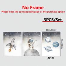 Juego de 3 piezas de arte de pared de lienzo con temática espacial - Pinturas de acuarela en lienzo con motivos de astronautas, cohetes y planetas - Decoración minimalista moderna para sala de estar, dormitorio y oficina en el hogar, perfecto para decoración de habitaciones - Material de lienzo (enmarcado) - Regalo para cumpleaños y graduación - multicolor - Ver 10