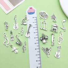 40pcs/Set Antique Silver Alloy Mixed Cat/Musical Note DIY Pendant For Jewelry Key Chain Making Accessories For Music Festival Decoration - Multicolor - View 6