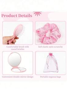 12/20 件粉色派对礼品套装 - 新娘送礼会礼物、伸缩发束、镜子、发刷、网状礼品袋、婚礼发饰、求婚、生日派对用品 - 彩色 - 查看 8