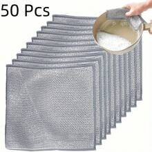 10/20/30/40/50pcs Cleaning Cloths - Non-Stick, Oil-Free Mesh For Kitchen Stove & Pot Scrubbing, Ideal For Range Hood, Sink & Stain Removal