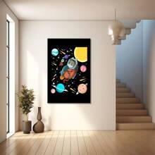 Cat Astronaut In Space Large Wooden Framed Wall Art Home Decor Canvas Painting- For Bedroom, Bathroom, Living Room, Office, Kitchen, Holiday Gift- 1pc