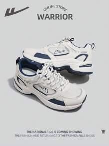 1 pereche de sport, plasă, respirabil, cu șireturi în față, cu talpă groasă, culoare contrastantă, versatilă, joasă, pantofi casual sport în aer liber