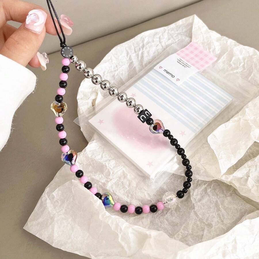 1 Y2K Laser Pearl Love Romantic Telefon Smycz Brelok, CCD Smycz Antypoślizgowa Lina Kompatybilna Z Etui Na Telefon