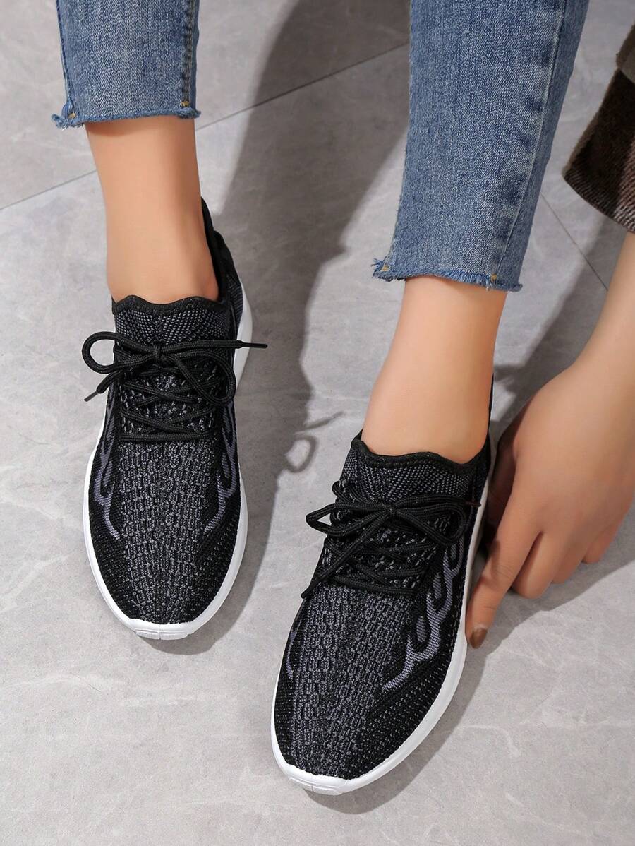 女士白色帆布运动鞋，厚底休闲鞋，防滑透气面料学生鞋 - 彩色 - 查看 1