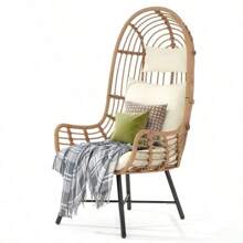 Patio Wicker Basket Oversized Lounger Teardrop Rattan Egg Chair W/ Stand Cushion - 1 - View 1