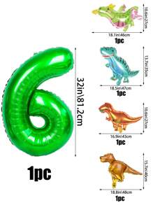 5 Stück Tropischer Dschungel Party Dekorationsset, inklusive 32 Zoll Zahlenballon (0-9), cartoon Dinosaurier geformter PE Dekorationsballon, geeignet für Geburtstags-, Einschulungs- und Valentinstags-Partys