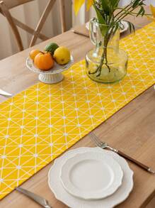 1 szt. Bohemian Yellow Rectangular Table Runner, Geometryczny wzór, Wiosna/Lato Dekoracyjny obrus na bufet, szafka na buty, Odporny na kurz i plamy, Nadaje się do domu, kuchni, jadalni, posiłków, pikników, grilli, kempingu, na zewnątrz, świąt, imprez, codziennego wystroju domu