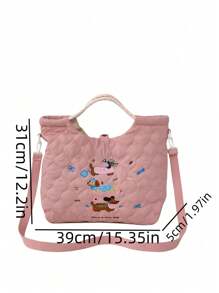 1pc Puppy, Lightweight, Campus Casual Embroidery Crossbody Bag, Detachable Backpack, Suitable For Teen Girls, Female College Students, Backpack, Back To School Season, Textbook Bag, Medium And Large Students
