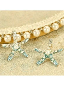 A Pair Of Fashionable Starfish Earrings For Women Ins Design High-End Cartoon Ocean Style Gradient Color Earrings