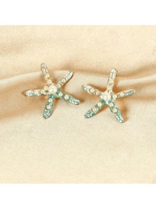 A Pair Of Fashionable Starfish Earrings For Women Ins Design High-End Cartoon Ocean Style Gradient Color Earrings