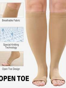 1 双加大码男女款露趾压缩腿套，春季新品 - 彩色 - 查看 2