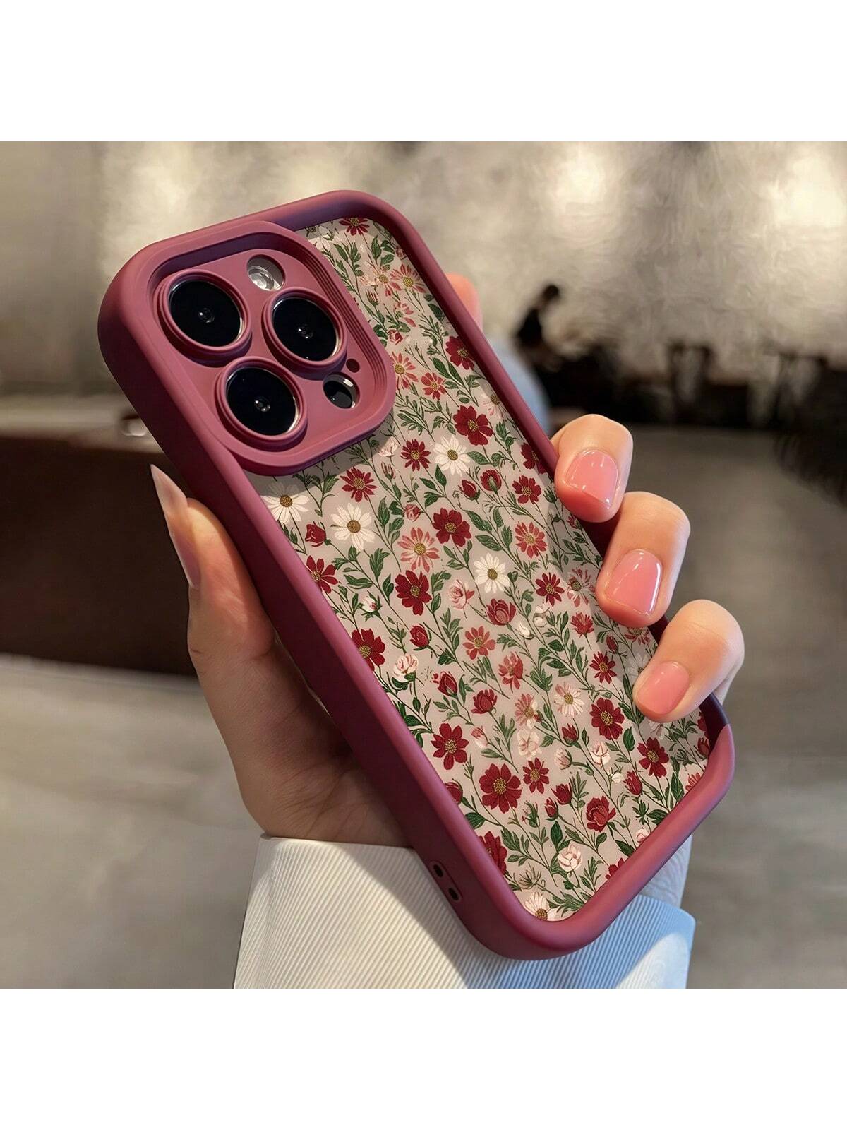 غطاء هاتف بطبعة بورغندي تدرجي بسيطة متوافق مع أجهز...