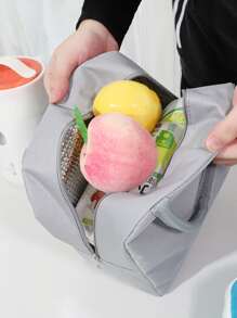 1 件时尚水纹保温午餐袋，便携式大容量午餐手提袋，防水轻便牛津布手提包，适合日常使用和户外野餐