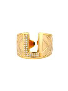 1pc Luxury Zirconia Initial Letter Rings For Women Stainless Steel Chunky Wide Open Finger Ring Hip Hop Fashion Jewelry Gifts