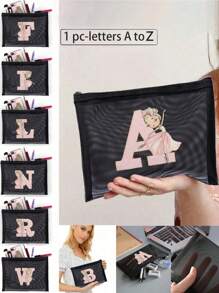 Unique Storage Bag, Cosmetic Bag, Holiday Gift Bag, Square Bag Storage Bag, Multi-Functional And Lightweight Storage Of All Small Items~! Daily Travel Vacation, College Students Outdoor Vacation, Classic Simple Solid Color, Cute Cartoon Letter Pattern, Fashion Bag, Good Friend Travel Accessories, Student Men And Women