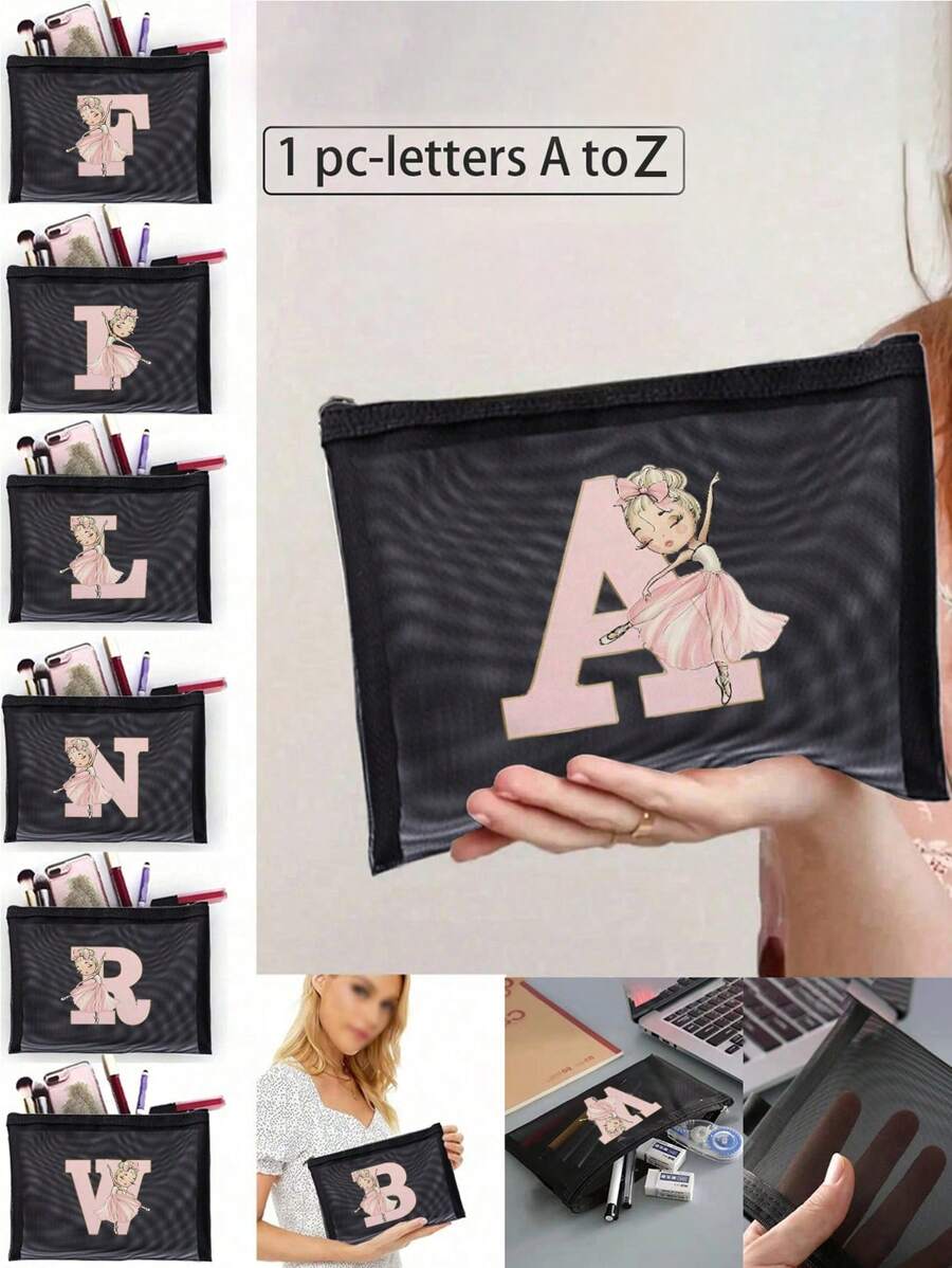 Unique Storage Bag, Cosmetic Bag, Holiday Gift Bag, Square Bag Storage Bag, Multi-Functional And Lightweight Storage Of All Small Items~! Daily Travel Vacation, College Students Outdoor Vacation, Classic Simple Solid Color, Cute Cartoon Letter Pattern, Fashion Bag, Good Friend Travel Accessories, Student Men And Women