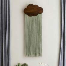 1 件 Macrame 壁挂，波西米亚风格手工墙壁装饰挂毯，带木板、云朵和流苏，卧室床头板墙壁背景装饰