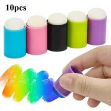 10 件工艺手指海绵涂抹器绘图项目手指绘画海绵套装用于制作卡片、绘画、印章、墨水、返校、学校用品 - 黑色 - 查看 10