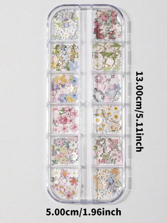 1盒240件3D木浆花朵美甲饰品蝴蝶美甲花朵饰品透明蝴蝶结美甲装饰DIY手工设计美甲用品美甲宝石