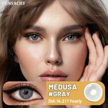 FUNSACHY 1 Pair Of Soft Gray Contact Lenses, Annual Makeup Contact Lenses, Beauty Contact Lenses, Suitable For Daily Wear And Use.