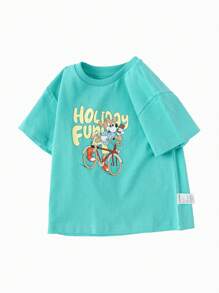 Balabala Young Boys Quick-Dry Short-Sleeve T-Shirt, Boys' & Girls' 2025 Summer - Blue-green - View 5