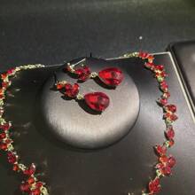 1 套女士珠宝套装包括复古水钻镶嵌耳环、项链、手链 - 4 件套装，适合新娘、婚礼、派对佩戴 - 首飾套裝 - 查看 3