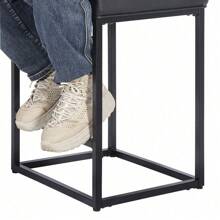 Set Of 2 Black 24 Inch Backless Counter Bar Stools Faux Leather Seat For Kitchen - 1 - 查看 6