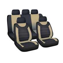 5 Full-Seat Car Seat Cover Universal Style 2 Front Seats 1 Backrest 1 Back Cushion 5 Head Caps Multiple Colors Optional Thin Polyester Fabric 2 Mm Sponge