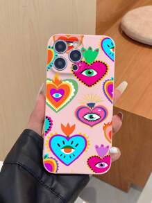 Colorful Heart Eyes Pattern Anti-Drop Phone Case Compatible With Apple Phones - Multicolor - View 2