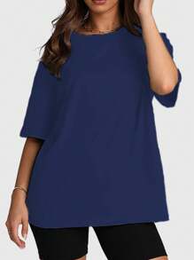 Speed mate [Spring/Summer] Women's 4-Way Stretch Yoga Set | High Waist Shorts & Crop Top | Gym To Street Athletic Wear - Navy Blue - View 2