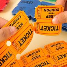 100 Blue Raffle Tickets With Perforations And Consecutive Numbers, Single Ticket Tickets For Events, Carnivals, Door Prizes And Drinks - Orange - View 2
