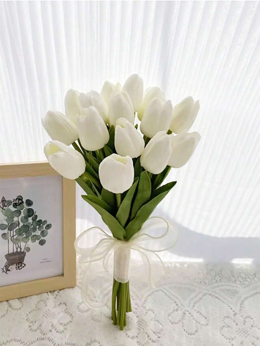 1/3/5/10/20 Piezas de Flores Artificiales de Tulipanes Tacto Real Ramo de Flores de Tulipanes Falsos de PU para Decoración Hogar, Boda, Fiesta, Oficina, Decoración Hogar Pascua