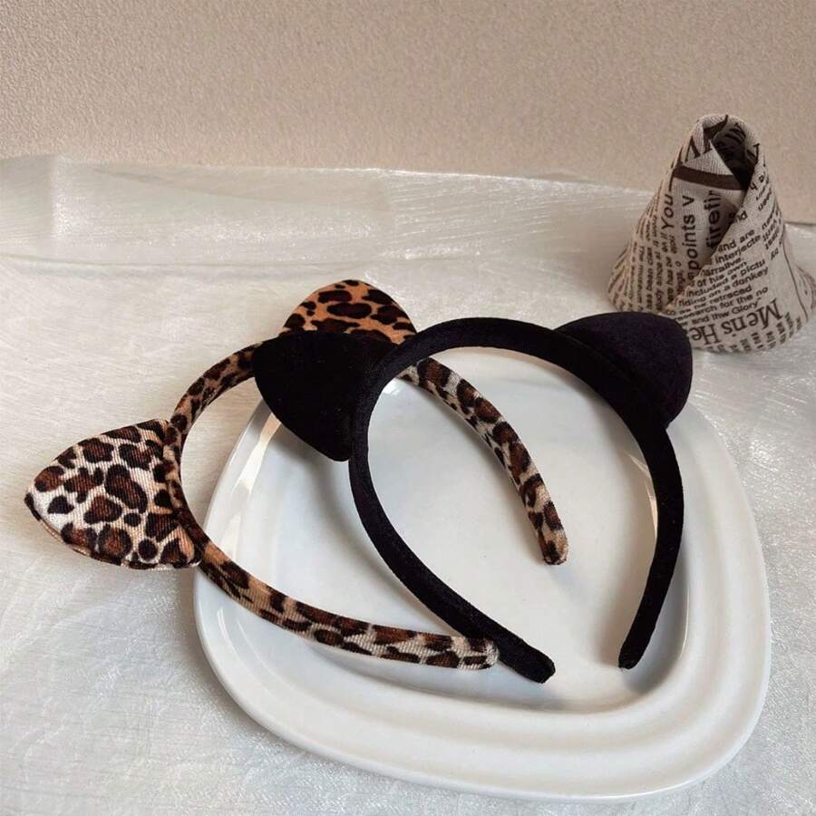 Sanrio Sanrio Leopard Print Hair Band Hello Kitty Cartoon Wash Face Wash Hair Band Hello Kitty Masquerade Dress Up Hello Kitty Cute Hair Decoration Hello Kitty Head Broken Hair Cutter Theme Will Play Props