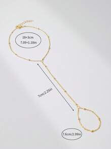 1 pieza Brazalete de dedo clásico dorado, de plata de ley 925 chapado en oro hipoalergénico, diseño simple, cadena con cuentas planas/cadena de labios/cadena en rodajas, apto para uso diario y vestir de mujeres