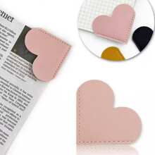 4/8pcs Creative Simple Leather Love Bookmark Portable Page Holder Heart-Shaped Bookmark Student Gift Corner, Random Color