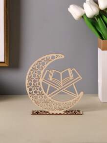 1 pièce Décoration en bois en forme d'étoile et de lune, support de bougie pour la maison, figurine artisanale en bois pour la décoration de la maison, la décoration de festival, le salon, le bureau, la chambre, l'entrée, le support de bougie d'ambiance pour la salle à manger