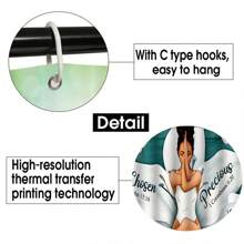 4 件套女孩浴帘套装、励志格言浴帘、非裔美国女孩浴帘、浴室装饰浴帘、防水面料浴室装饰浴帘 12 个挂钩、防滑浴室垫、马桶垫套装、浴室垫、马桶座垫、防滑 U 型垫、12 个挂钩浴帘、70.8 英寸 X 70.8 英寸秋季装饰浴室配件返校 - 彩色 - 查看 5