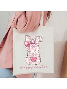 Happy Easter Blue Floral Chinoiserie Bunny, Pink Toile Easter Rabbit DIY Iron-On Heat Transfer Sticker Decal Patch, Suitable For T-Shirts, Sweatshirts, Fabric, Bags And Clothing Decoration, Happy Easter Holiday Party Decor - Pink - View 9