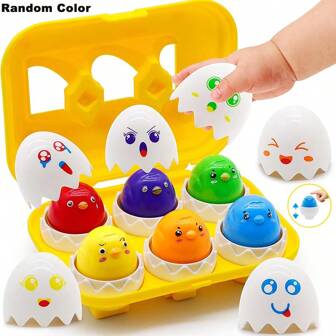 6 Counts Colorful Egg-Shaped Puzzle Toys - Develop Fine Motor Skills, Hand-Eye Coordination And Shape Recognition - Ideal For Early Learning, Montessori Education And Easter Fun For Toddlers & Preschoolers, Back To School