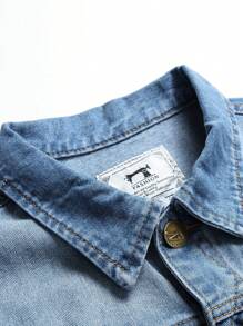 Men's Denim Vest Sleeveless Jacket Slim Fit Vintage Casual Ripped Summer Jean Vest For Men - 淺藍色 - 查看 3