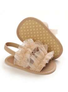 婴儿鞋 0-1 岁 婴幼儿女童系带凉鞋 硅胶防滑幼儿鞋 - 杏色 - 查看 3