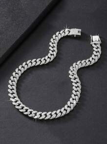 时尚欧美风格仿水晶项链，男女通用多功能腕带，复古摇滚珠宝，母亲节、父亲节、情人节的最佳礼物 - 銀色 - 查看 3