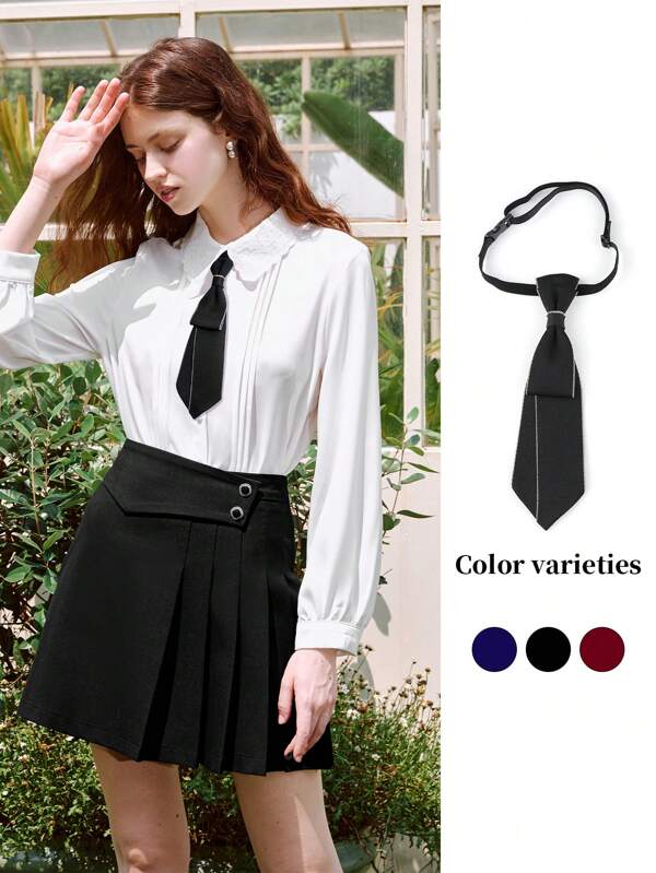 1 pièce nœud papillon de couleur unie pour femme, accessoires décontractés de style britannique adaptés aux rendez-vous, aux sorties, à la chemise, à la décoration d'uniforme scolaire